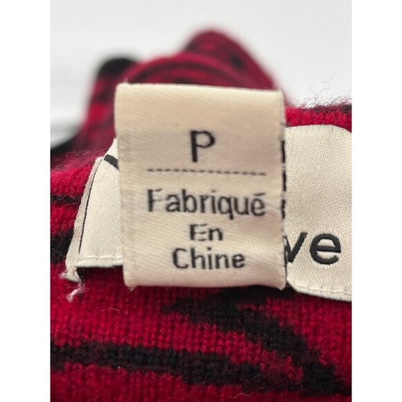 Neve Womens Hooded Knit Sweater Jacket With Belt - Size Small Red & Black Floral - Picture 7 of 11